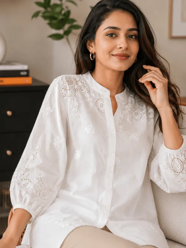 Premium Exclusive imported cotton Women’s Woven Shirt Collection ✨. white 